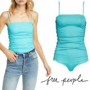 Free People Intimately Blue Ruched Bodysuit Size Large